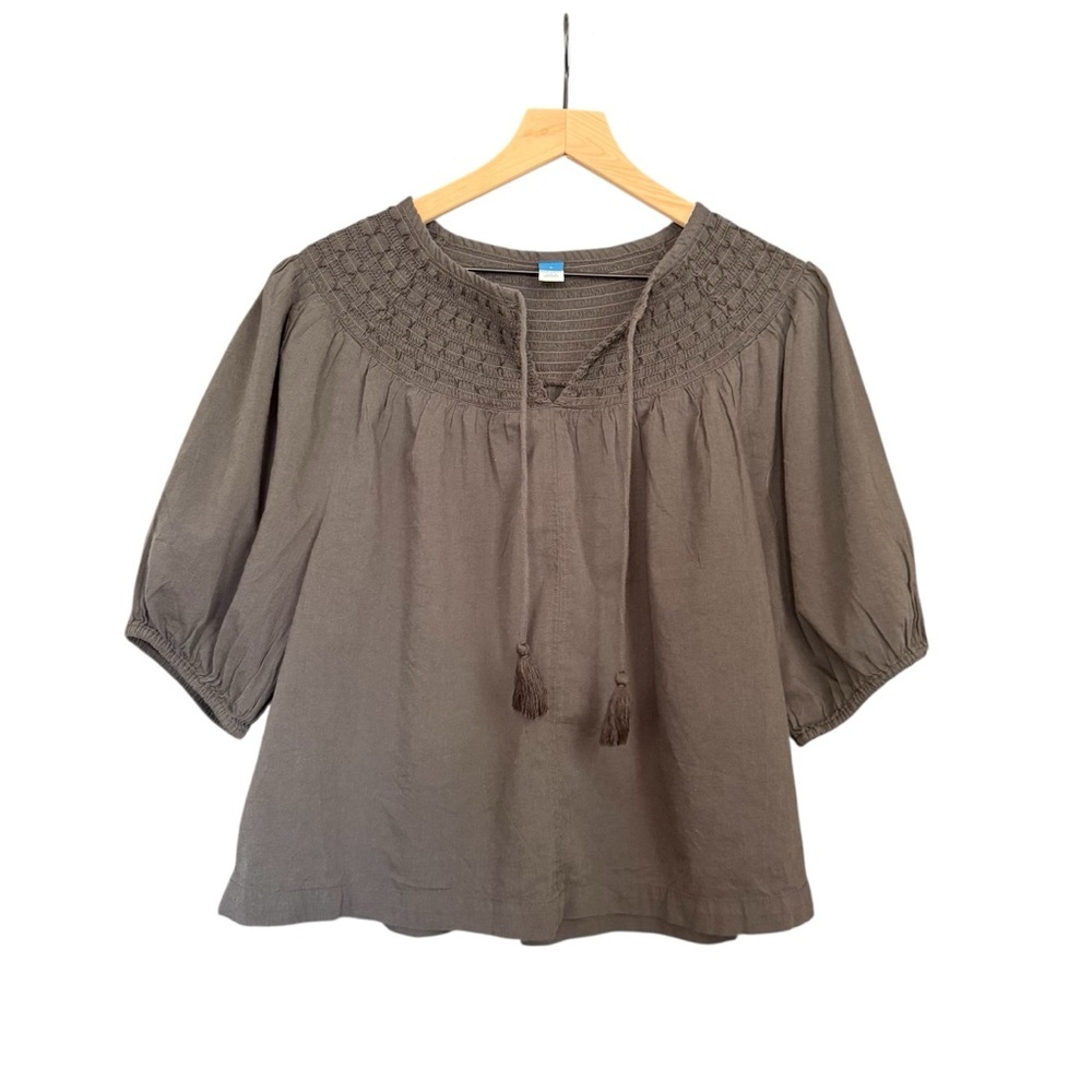 Old Navy Charcoal Gray Smocked Blouse